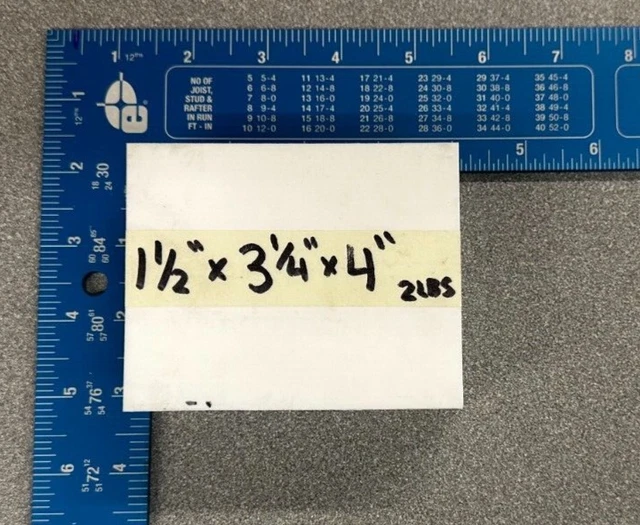 1 1/2" Thick PTFE VIRGIN TEFLON PLATE / SHEET 1.50" x 3.25" X 4.00"