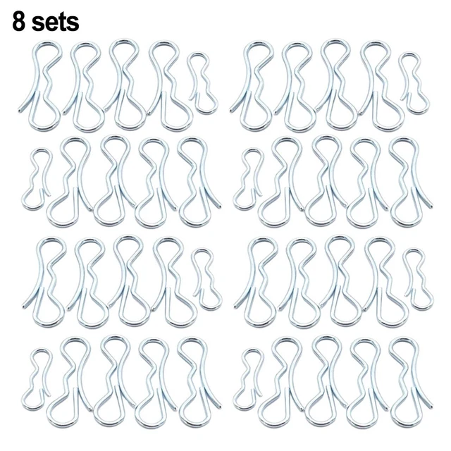 5 Clip A Ponte Con Copiglia A Cravatta &ndash; 4x 194209 + 1x 194208 &ndash; Per Trattori E Attrezzature