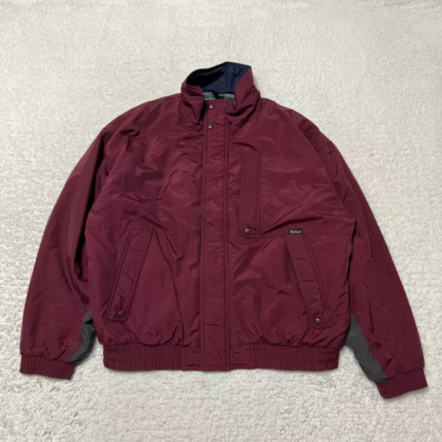 Vintage Woolrich Jacket Mens Extra Large Maroon Bomber Coat Rugged Outdoors