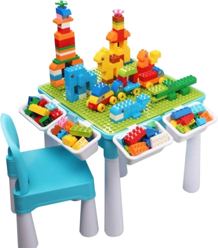 Burgkidz Set tavolo multiattività bambini 5 in 1 45 x 43 centimetri, blu
