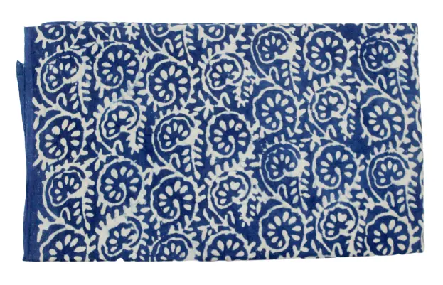 Par Le Yard Floral Bloc Imprimé Indigo Bleu Tissu Couture Femme Robe Matériel 1