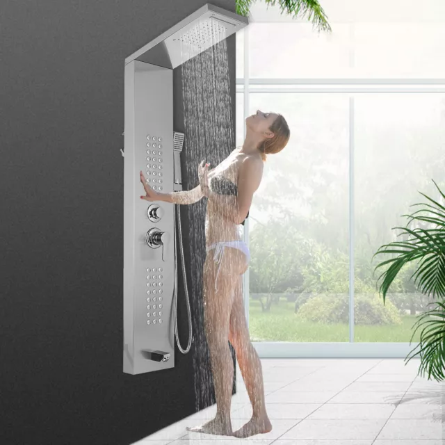 VEVOR Panel de Ducha Hidromasaje 5 en 1 Columna Ducha Chorros Acero Inoxidable