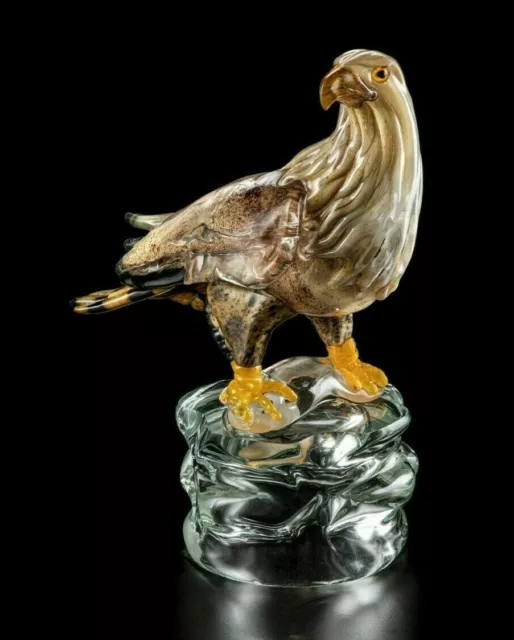 Cristal de Murano Original Venezia adorno Escultura Animal Falco Con Oro