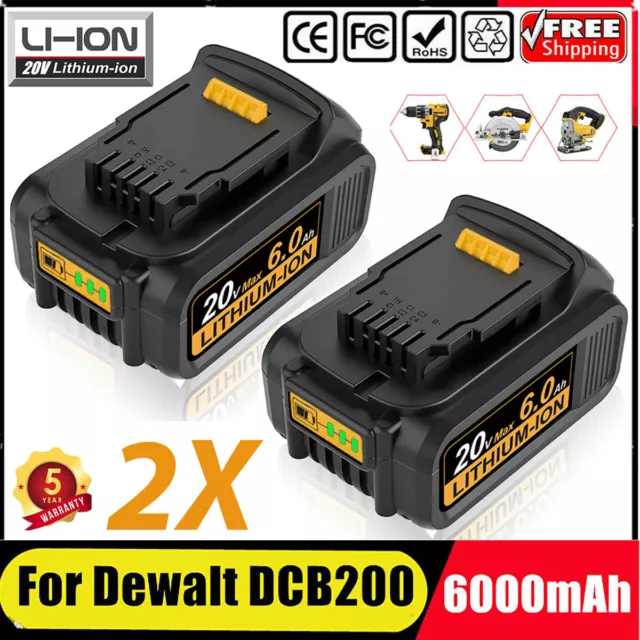 2X For Dewalt 20V Battery 6.0Ah MAX XR Li-ion Power Tool DCB206-2 DCB205 DCB200