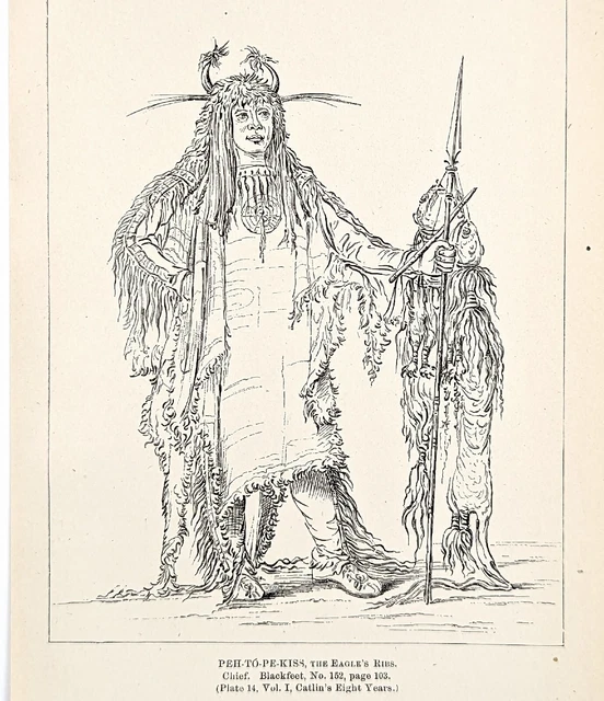 1885 Blackfeet Indian Chief The Eagles Ribs G. Catlin Native American