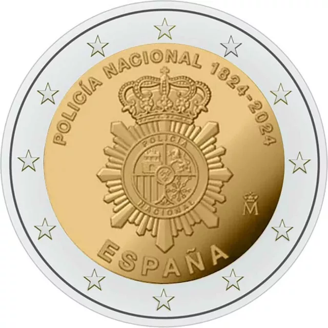 Spain 2 Bfr Polizeicorps Nationalpolizei Brilliant Uncirculated