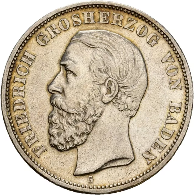 Künker: Baden, Friedrich I., 5 Mark 1899 G, Silber