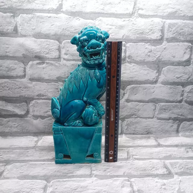 Chinese Porcelain Pottery Turquoise Blue Foo Dog Figure 13"