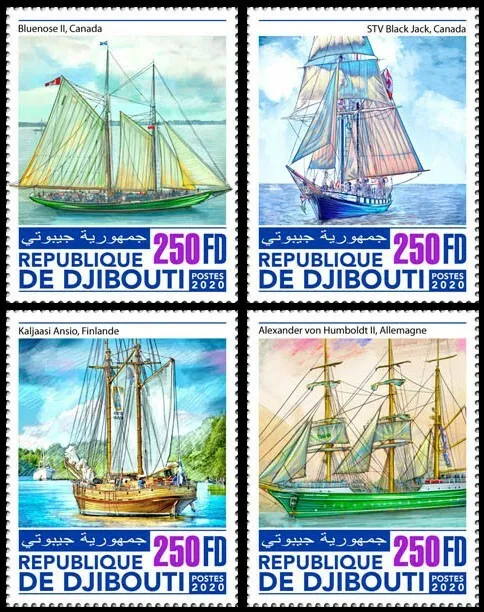Djibouti Tall Ships Stamps 2020 MNH Bluenose II STV Black Jack Sailing 4v Set