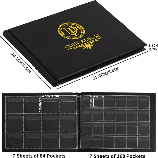 Álbum de colección de monedas para coleccionistas, 252 bolsillos, cubierta negra 2