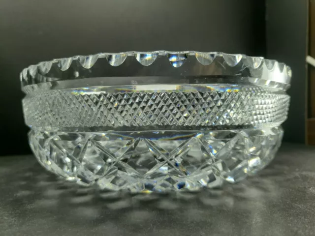 Beautiful Retro Vintage Cut Glass Crystal Large Bowl 8 1/2"