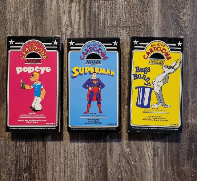 All Star Cartoons On VHS ~ Popeye, Bugs Bunny, Superman Rare Vintage Lot