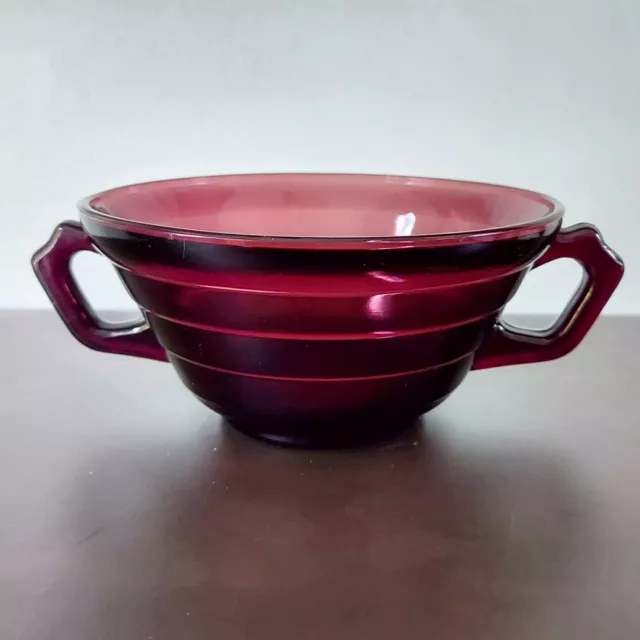 Vintage Moderntone Hazel Atlas Amythest Handled Cream Bowl