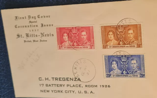 St Christopher & Nevis - 1937 - "KGVI Coronation" Illustrated First Day Cover