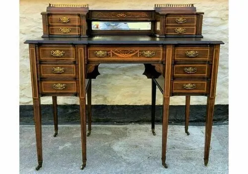A STUNNING Maple & Co Edwardian Marquetry Inlaid Rosewood Library Writing Desk