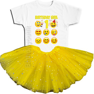 Emoji Party 1st Birthday Yellow Tutu Outfit Personalized Name option