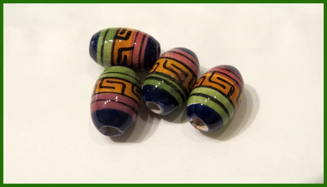 Porzellan Inka Keramikperlen bunt18x7mm.Ovale Bastelschmuck Loch 2mm Handarbeit 2