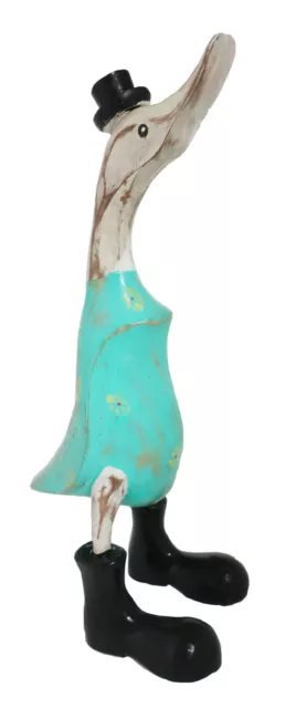 35 cm Holzente WELLINGTON STIEFEL / MÜTZE 25 cm schrullig freistehend handbemalt