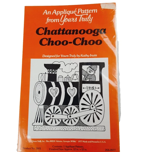 Vintage 1977 Chattanooga Choo Choo Train Applique Pattern Yours Truly No. 3001