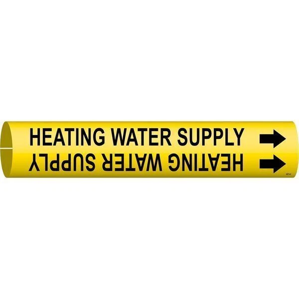 BRADY Pipe Marker, Heating Water Supply, Yellow, 4073-C