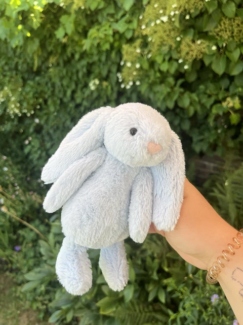 Jellycat Blue Bashful Bunny Rattle Plush Small Retired £1399 Picclick Uk 