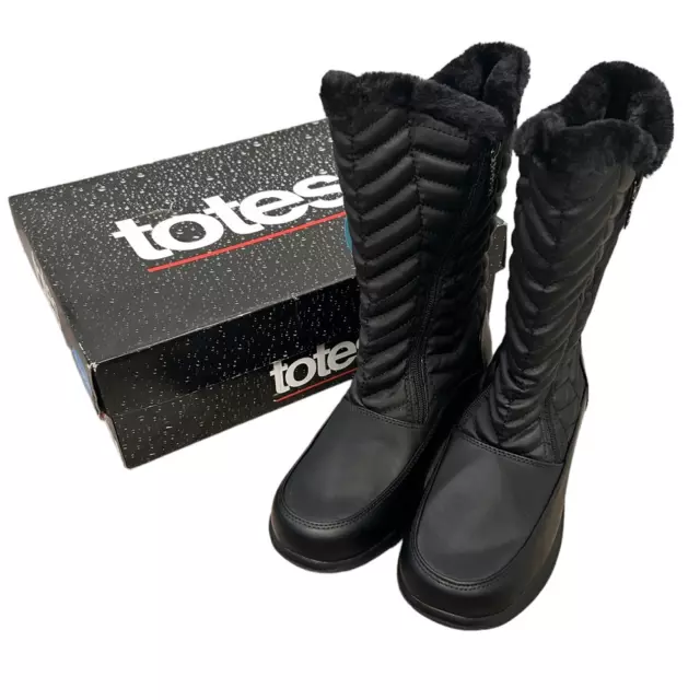 TOTES Womens Black Snow Winter Waterproof Boots, NWT, Size 9 M Women’s