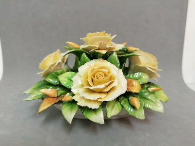 ANNAMARIA PINTO PORCELLANA DI CAPODIMONTE BOTTIGLIA BIANCA C/ ROSE SALMONE 80951 