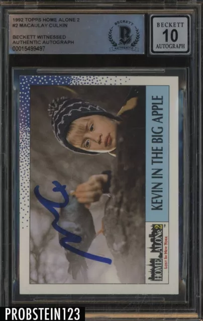 Macaulay Culkin SIGNED Kevin 1992 Topps Home Alone #2 BGS BAS AUTO 10 Witnessed