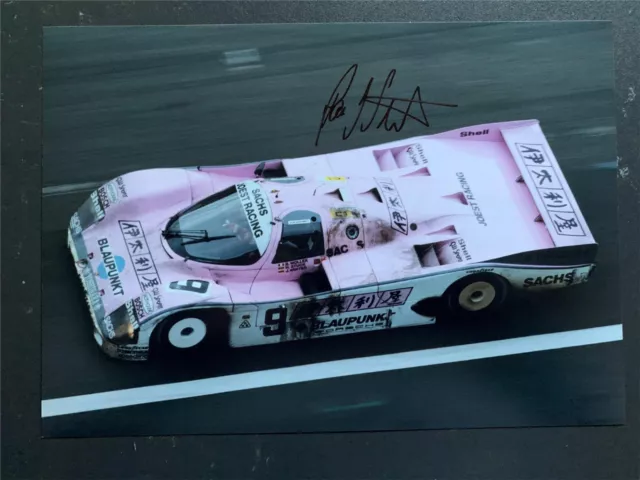 Signed 12"x8" photograph Hans-Joachim Stuck Porsche 956C 3rd Le Mans 24 hrs 1989