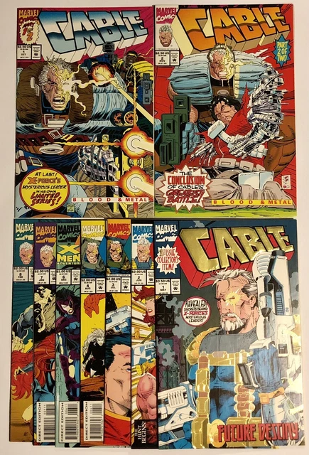 Cable Comic Book Lot #1,2,3,4,6,7,8 Blood & Metal #1,2 Avg. Condition VF Marvel