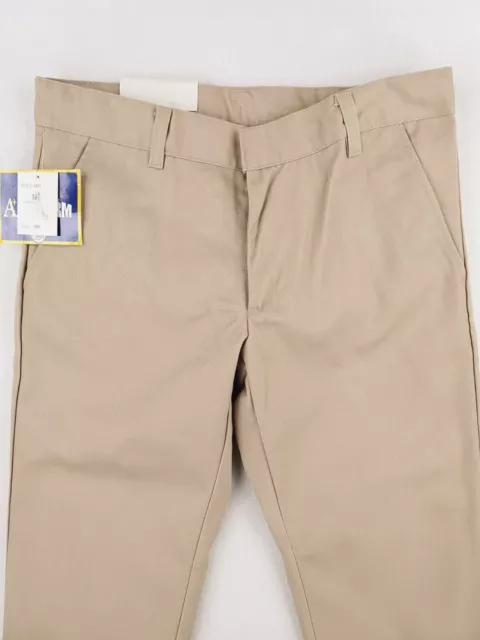 Kids School Uniform Pants Boys Sz 8H Husky Beige Khaki Chino Double Knee Adjust 2