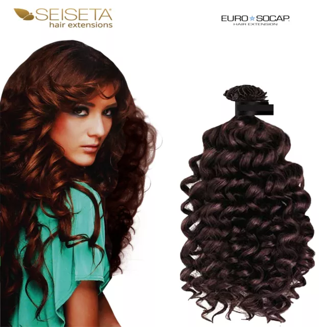 Hair Extensions ciocche Ricce cheratina SEISETA Curly capelli veri Naturali Remy