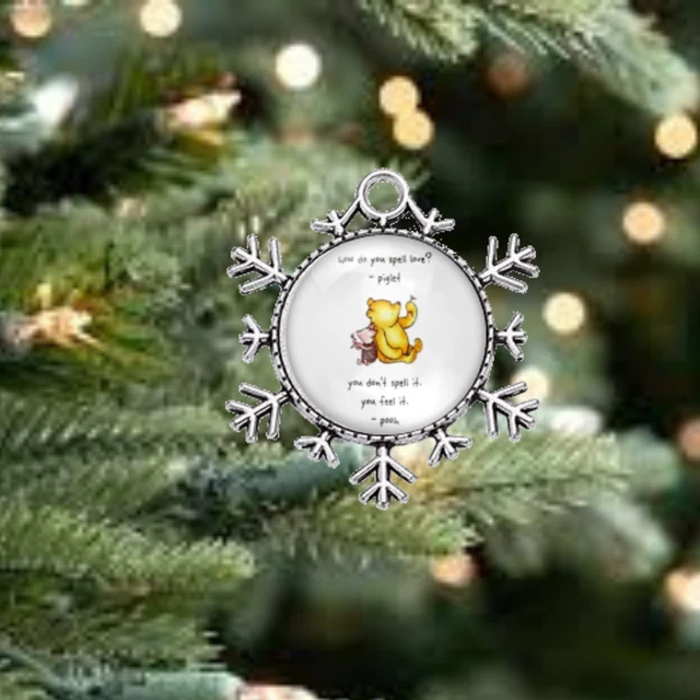 Adorno de Navidad Winnie Pooh How Do You Spell Love You Feel It copo de nieve