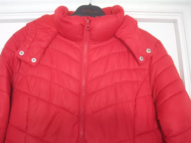 Girls hooded padded fleece lined red winter coat jacket 15 - 16 years old  Next