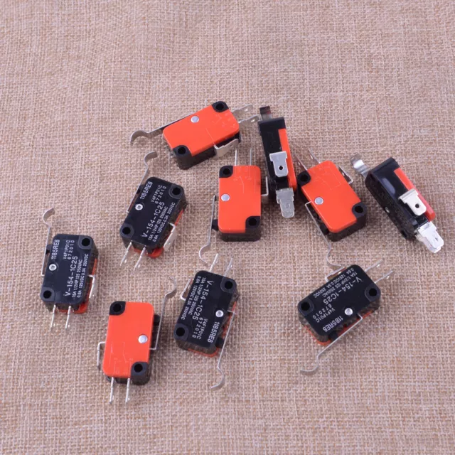 10pcs Micro R Hooked Lever Actuator Type Limit Switch SPDT V-154-1C25