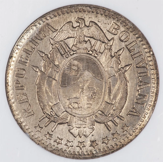 Bolivia 1883 5 Centavos MS65 NGC