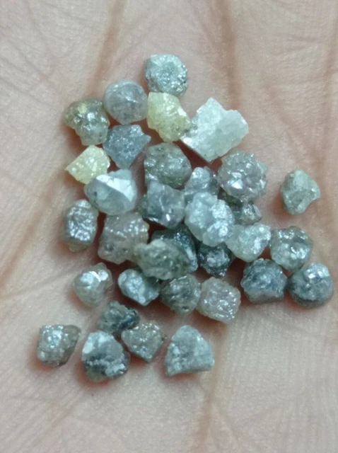 100% NATUREL Loose Rough Diamonds Grey uncut real 4-6 mm each 25.00+ carats Lot