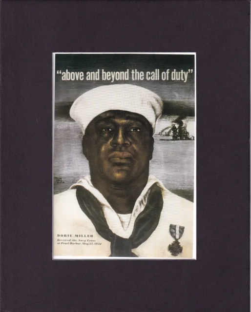 8X10" Matted Print Art Picture War Poster: Navy Dorie Miller, David Stone Miller