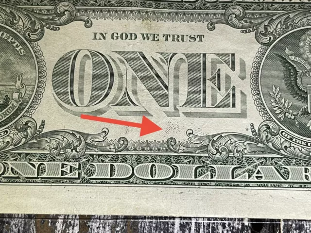$1 One US Dollar Bill Wet Ink Transfer Error Note 2017
