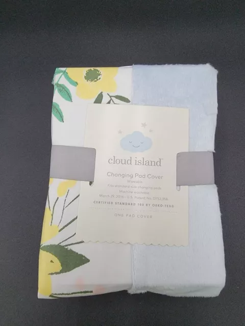 Cloud Island wipeable Baby Changing Pad Cover standard size Meadow Floral Blue