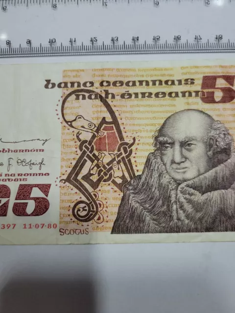 🇮🇪 Ireland, Republic  5 pounds 11 July 1980 P-71c "VF" Banknote  032722-16 3