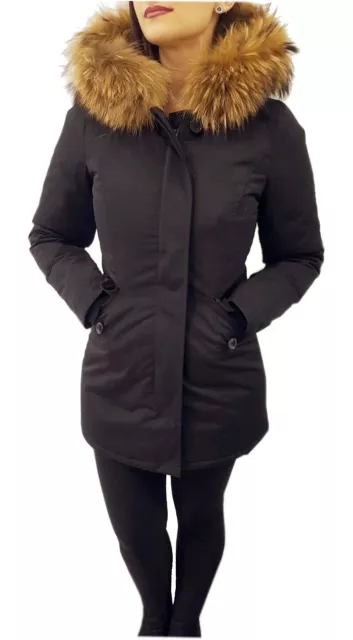 ATTENTIF FOURRURE VÉRITABLE PARKA veste femme veste d'hiver XXL fourrure  capuche noir capuche EUR 139,99 - PicClick FR