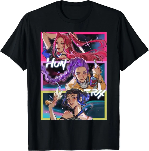 T-shirt Kpop Demon Hunters Huntrix – Coton 100%, Unisexe, Streetwear – Design Logo Imprimé, Coupe Ample