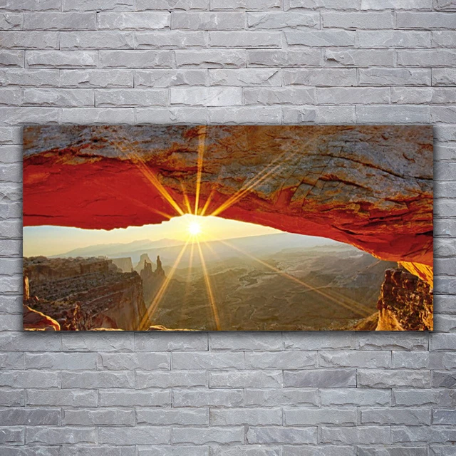 Tableau Image Impression sous verre 140x70 Paysage Baie Désert Arbres