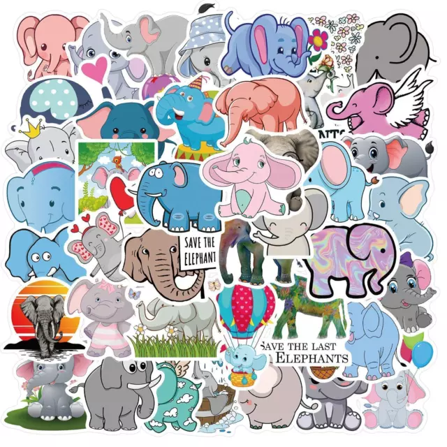 ⭐ 50 Pièce Enfants Éléphant / Cartoon Éléphant Style Autocollant Étiquette