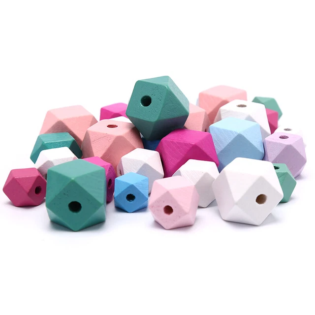 Wood Beads Octagonal Loose Bead Wooden For DIY Necklace 12mm 15mm 20mm/Geomet~m'