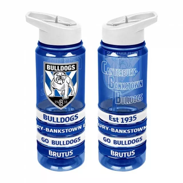 125586 Canterbury Bulldogs Nrl Team Logo Tritan Plastic Drink Bottle Wrist Bands