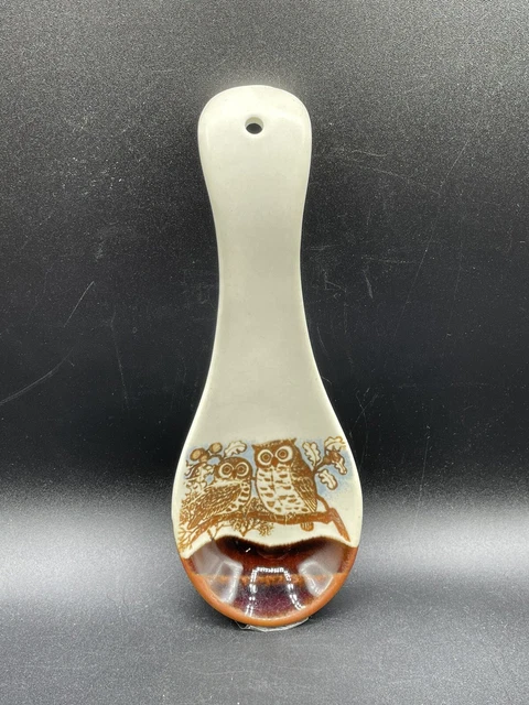 Soporte de cuchara de gres vintage búho para reposo de gres