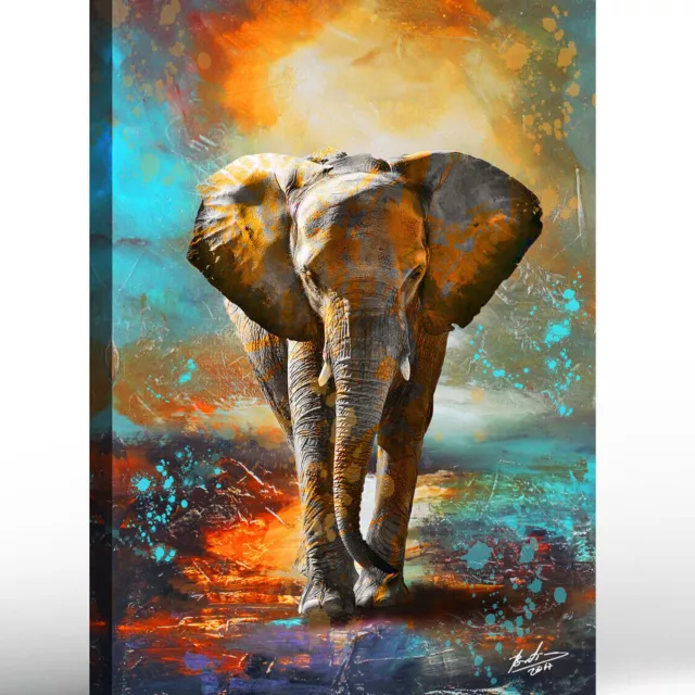 Leinwand Bild Elefant Wandbilder XXL Wohnzimmer Abstrakt Max. 150x100x4cm  3049A