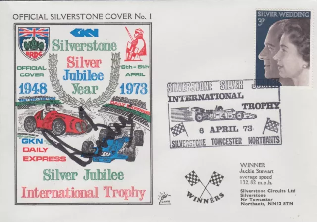 Derek Bell Hand Signed Silverstone Silver Jubilee Year First Day Cover.